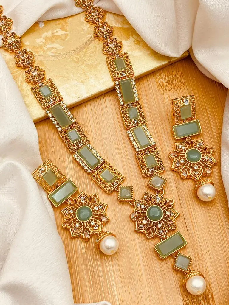 Gold Star Fancy Mala Set with Earring NJ-1557
