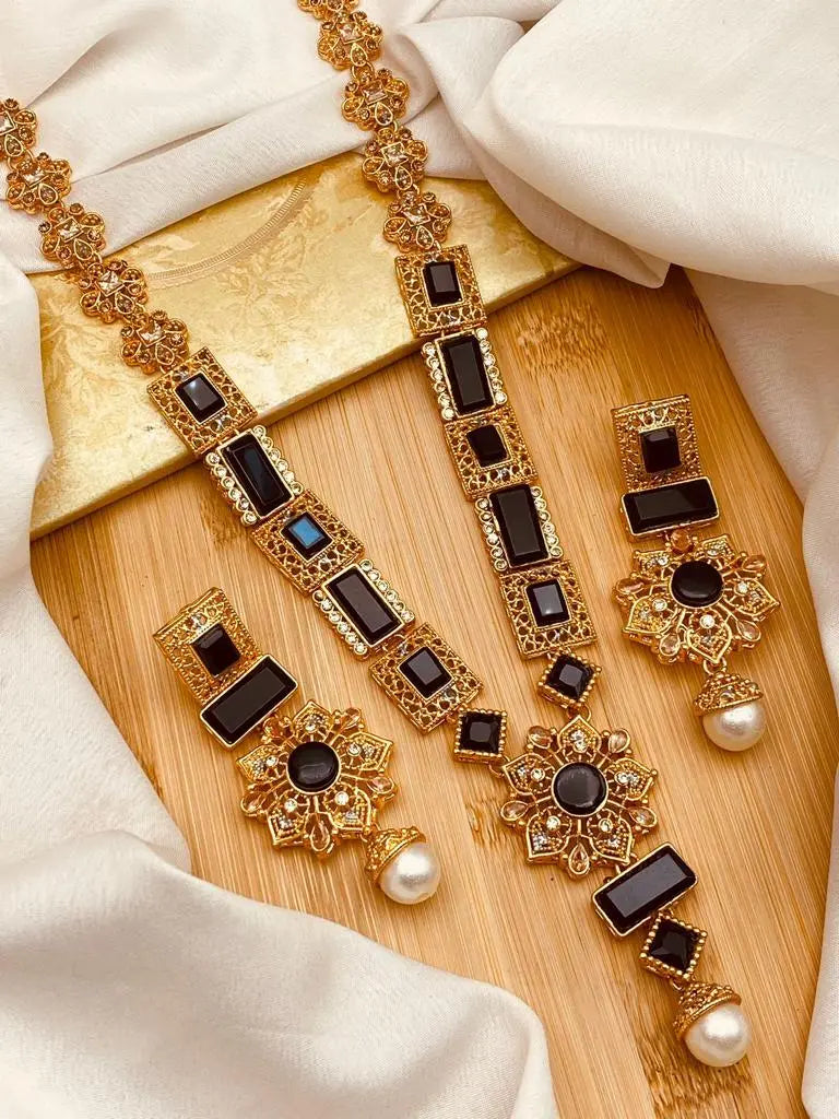 Gold Star Fancy Mala Set with Earring NJ-1557