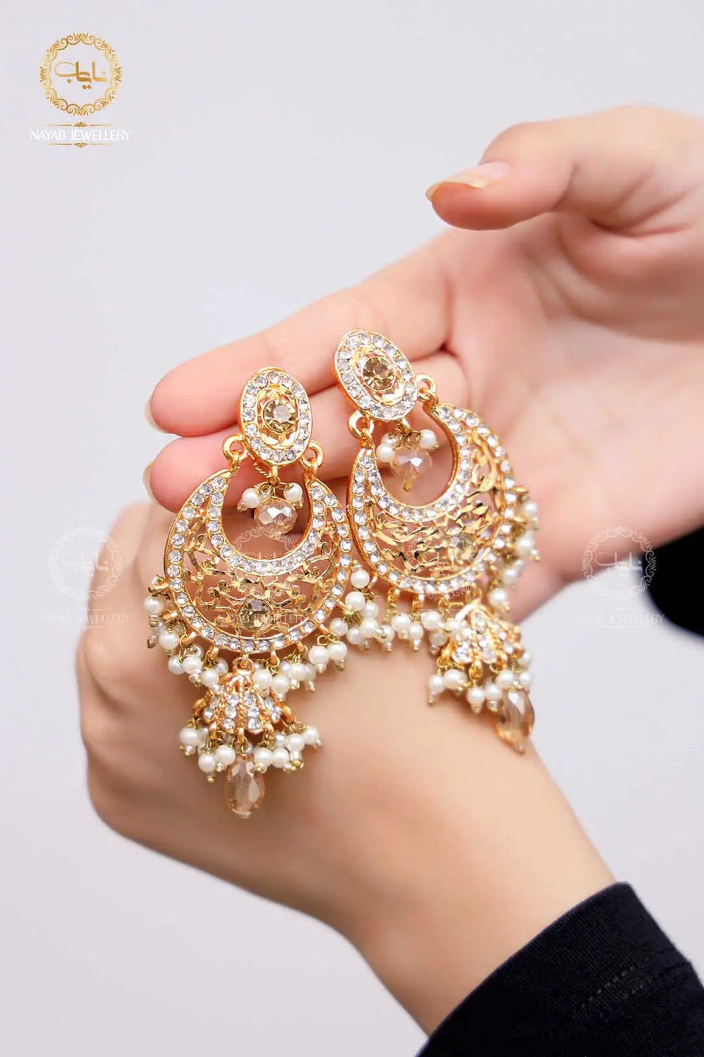 High Quality Mughlai Pearl Mala Set wit Earring NJ-1167