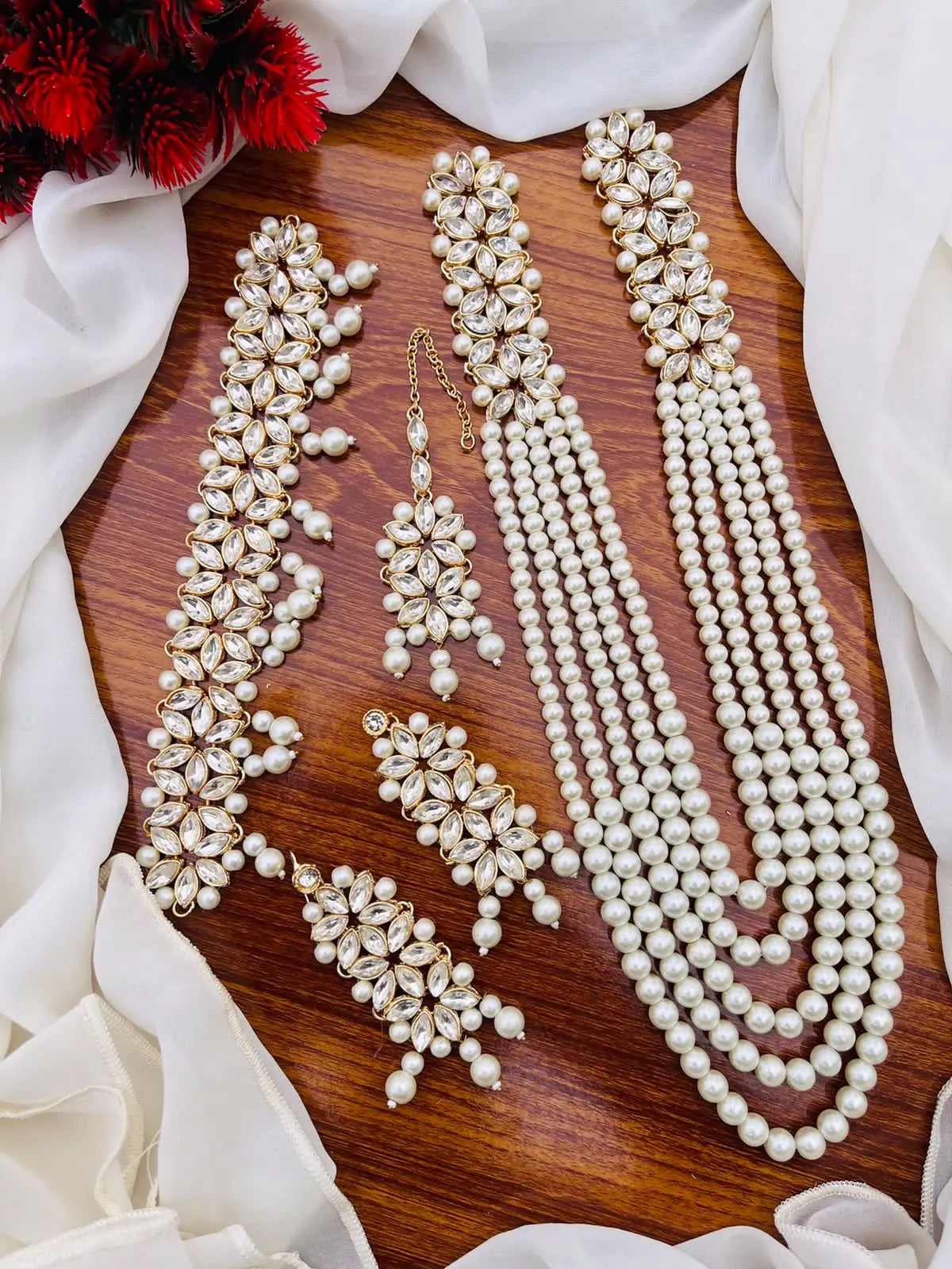 Mughlai Pearl 5 pcs Bridal Necklace set (original) NJ-1005