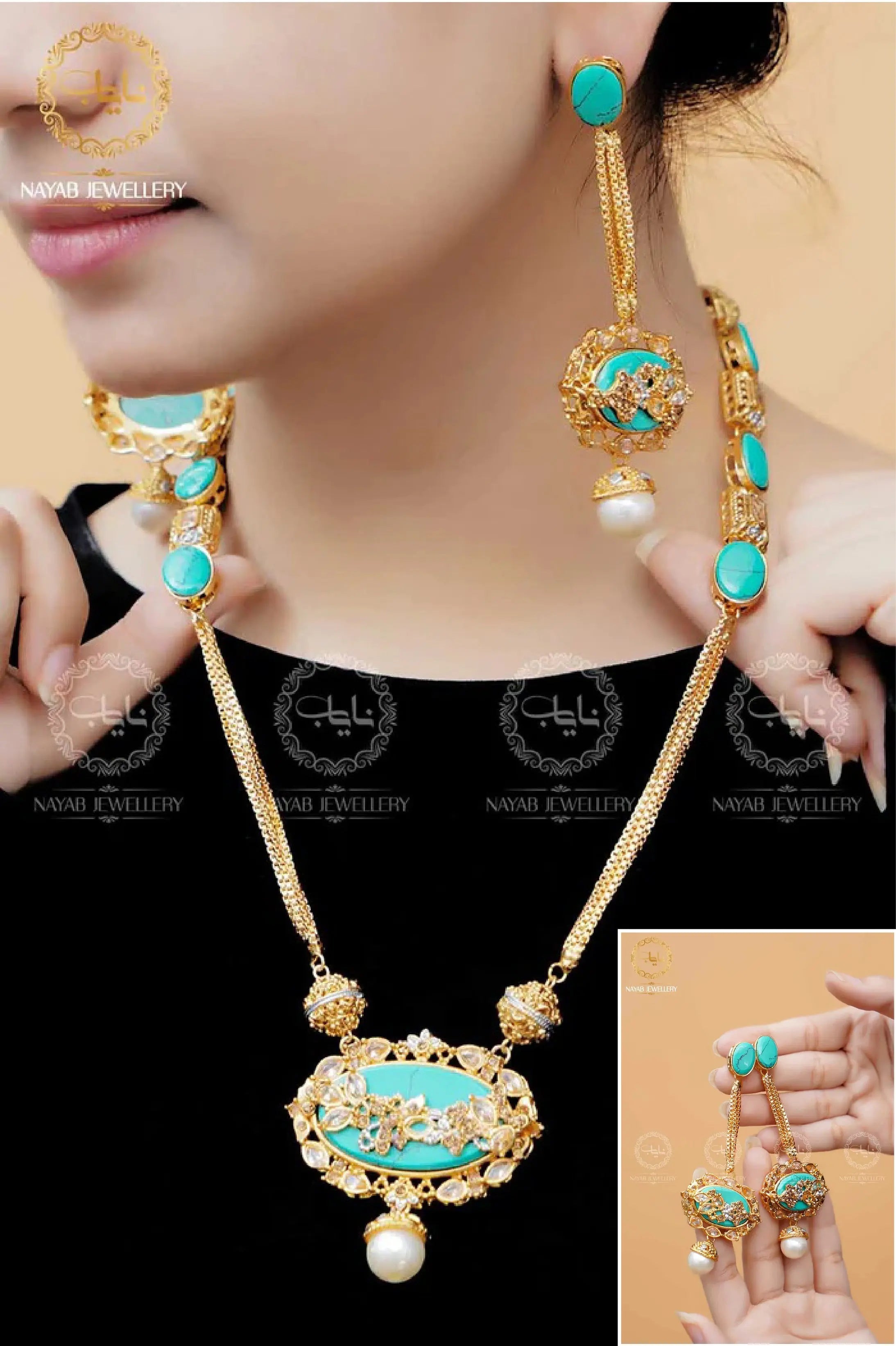 Royal Egyptian Mala Set with Long Earring  NJ-1177