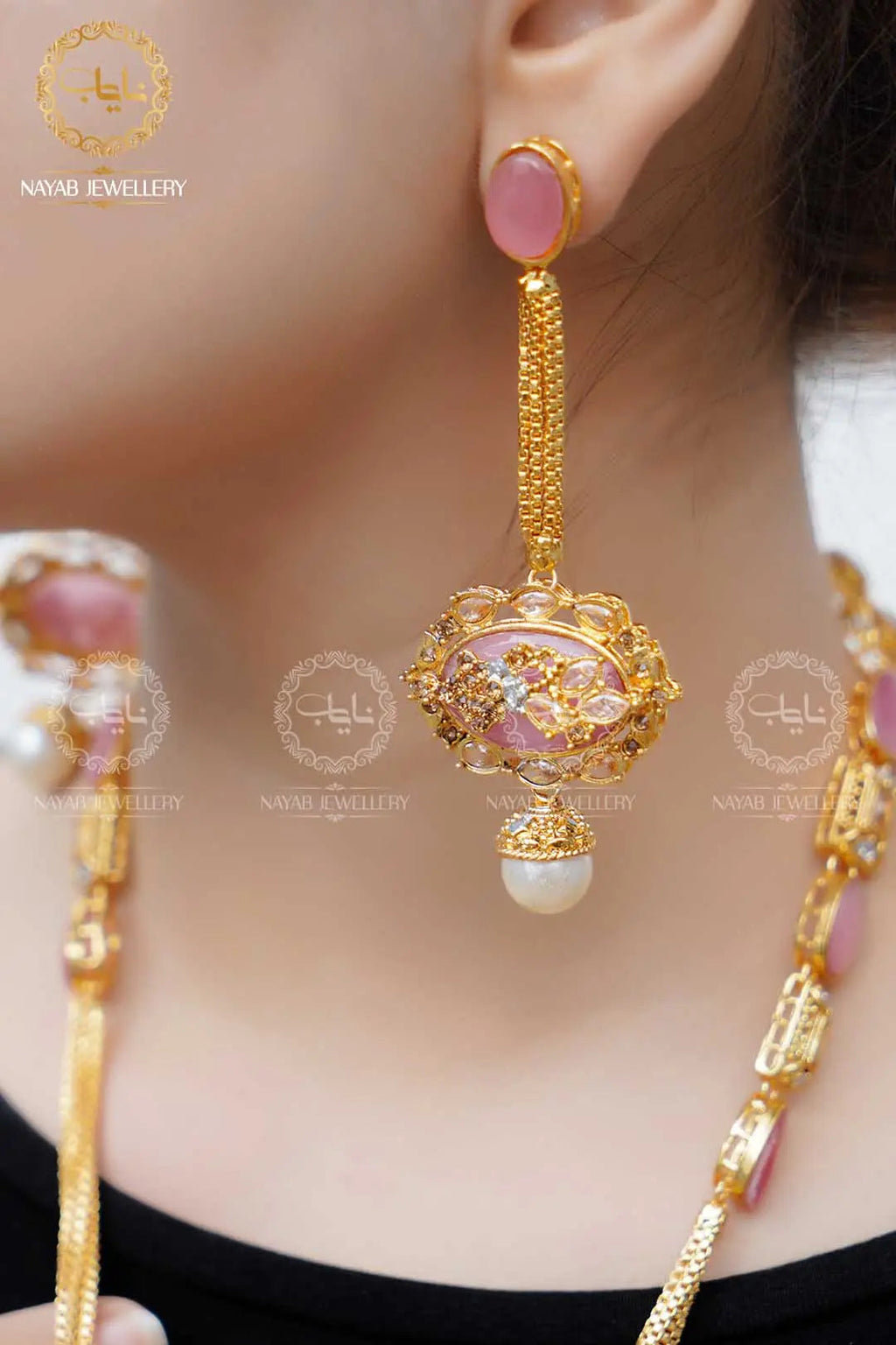 Royal Egyptian Mala Set with Long Earring  NJ-1177