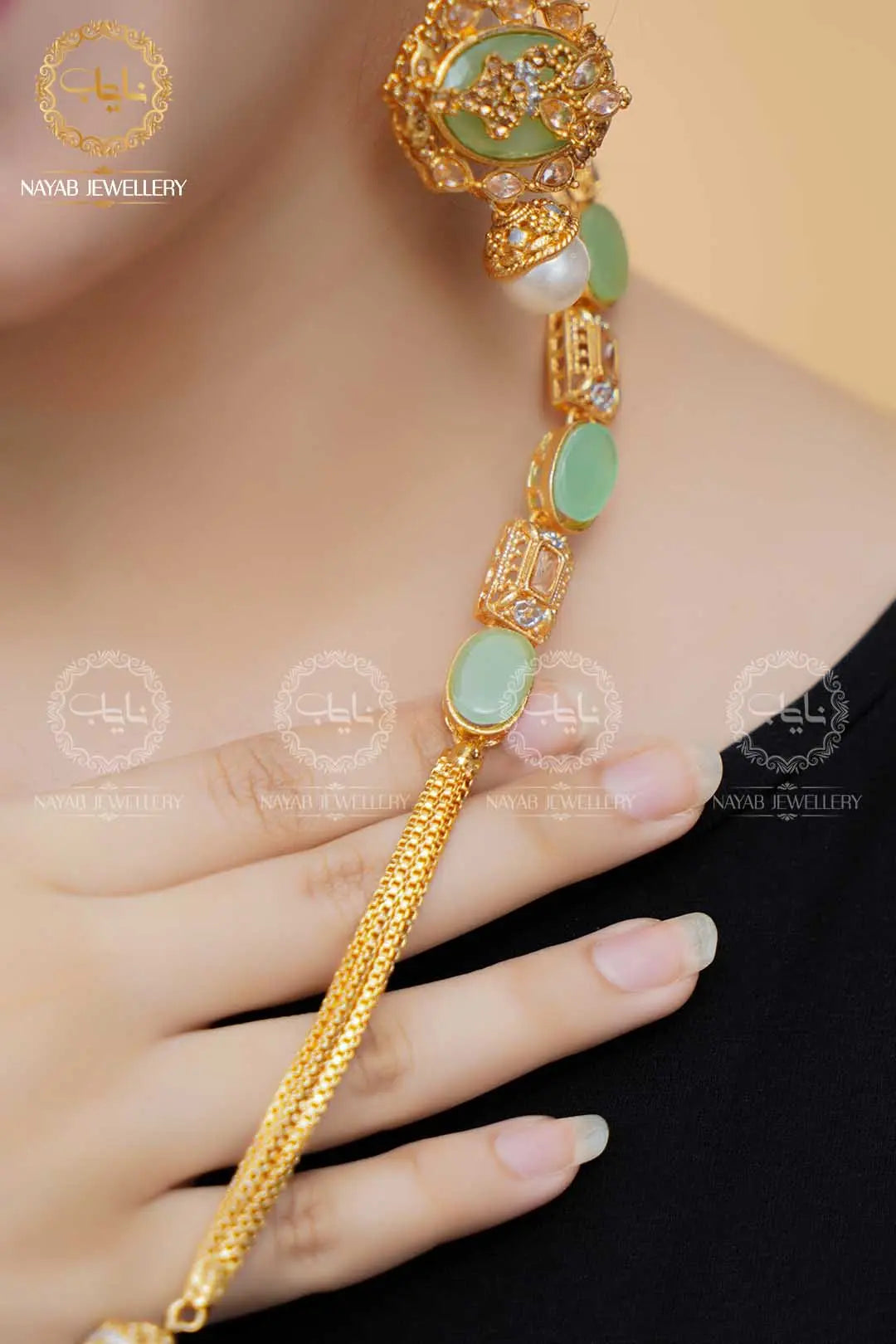 Royal Egyptian Mala Set with Long Earring  NJ-1177