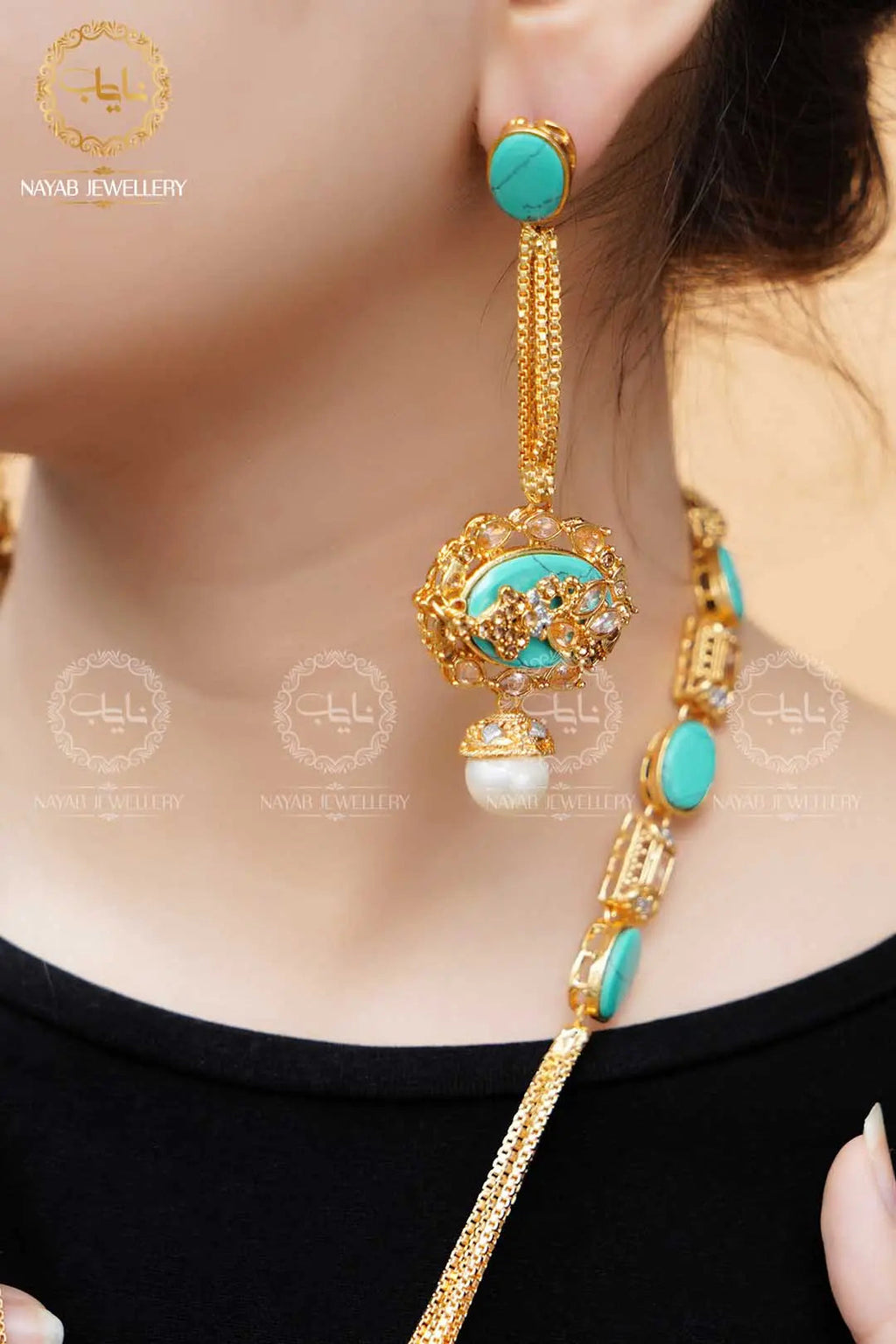 Royal Egyptian Mala Set with Long Earring  NJ-1177