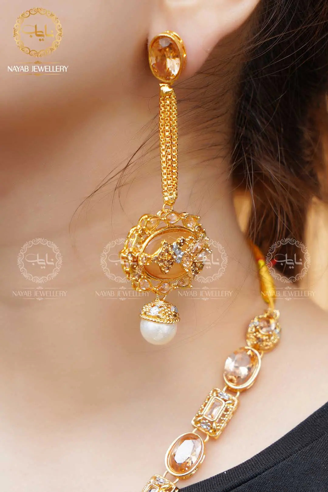 Royal Egyptian Mala Set with Long Earring  NJ-1177