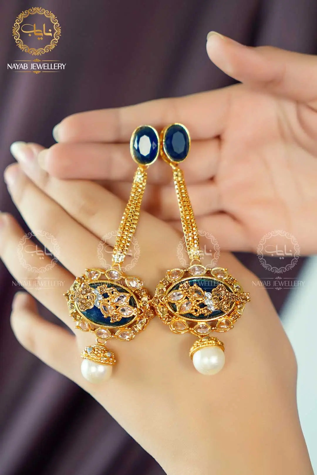 Royal Egyptian Mala Set with Long Earring  NJ-1177