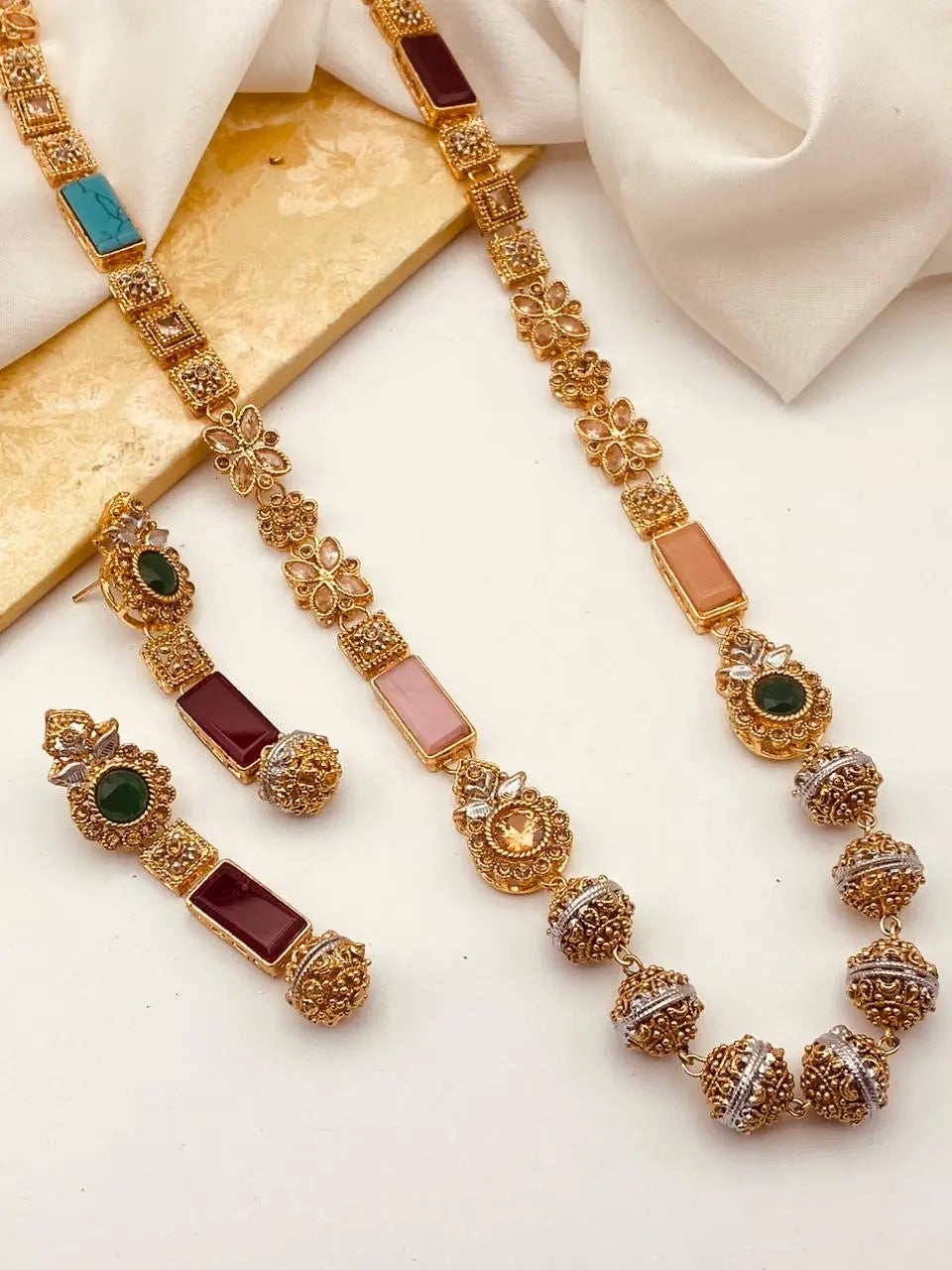 Trendy Bridal Egyptian Mala with Earring NJ-1166