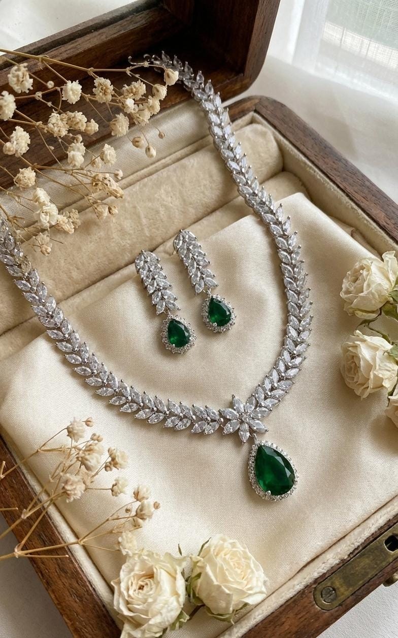 Emerald Elegance Luxe Bridal Jewellery Set