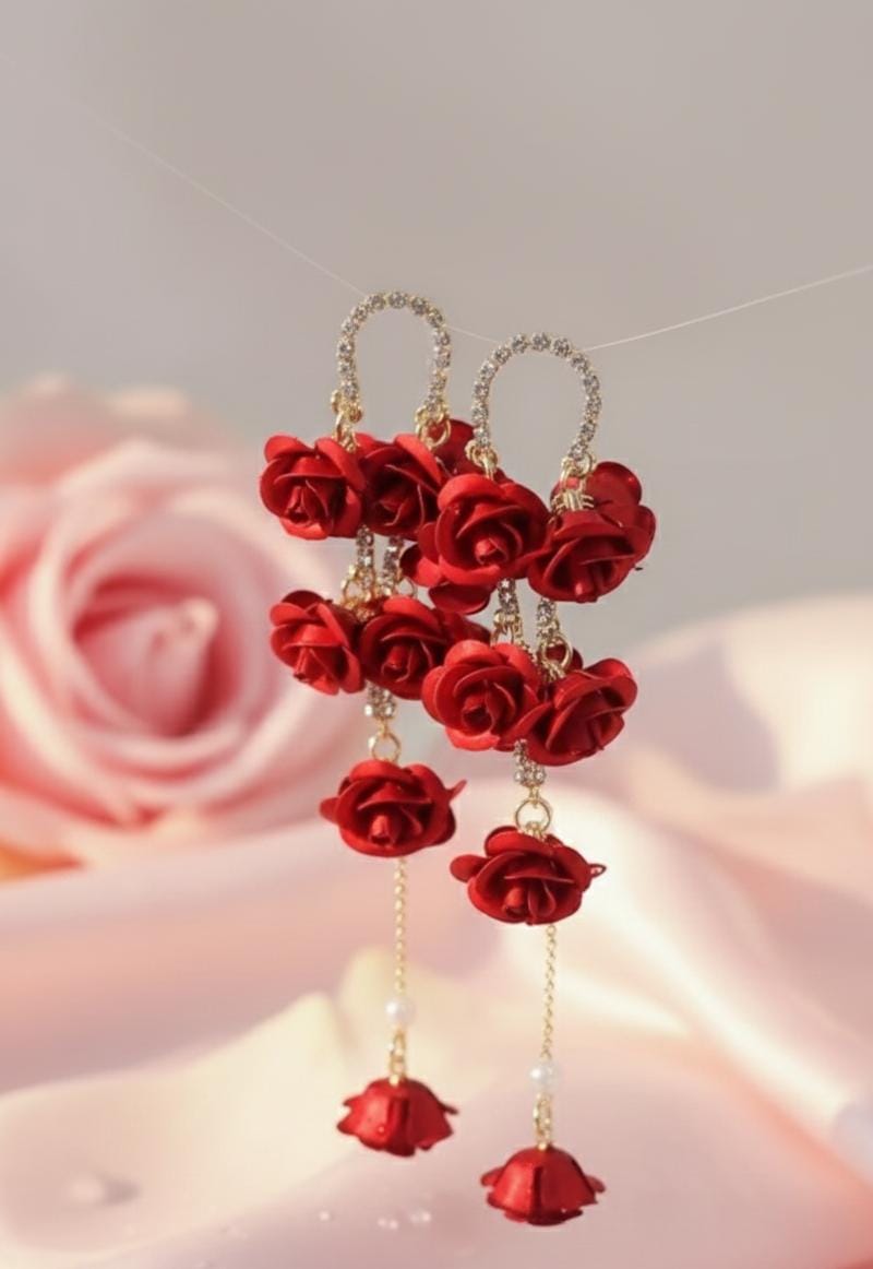 Handcrafted Floral Statement Earrings